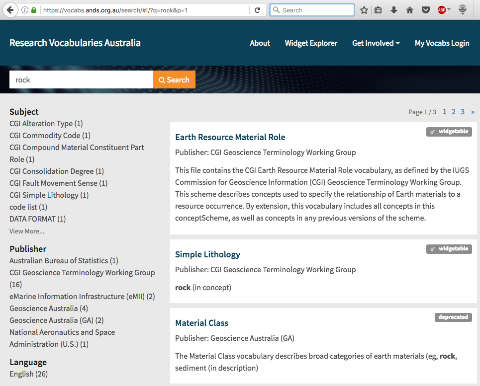 ANDS' Research Vocabularies Australia portal